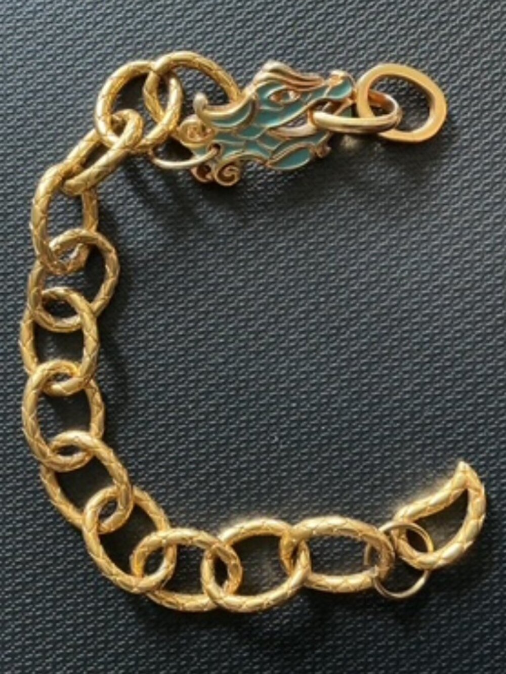 Vintage Italian Gold-Tone Just Cavalli Dragon Enamel Bracelet
